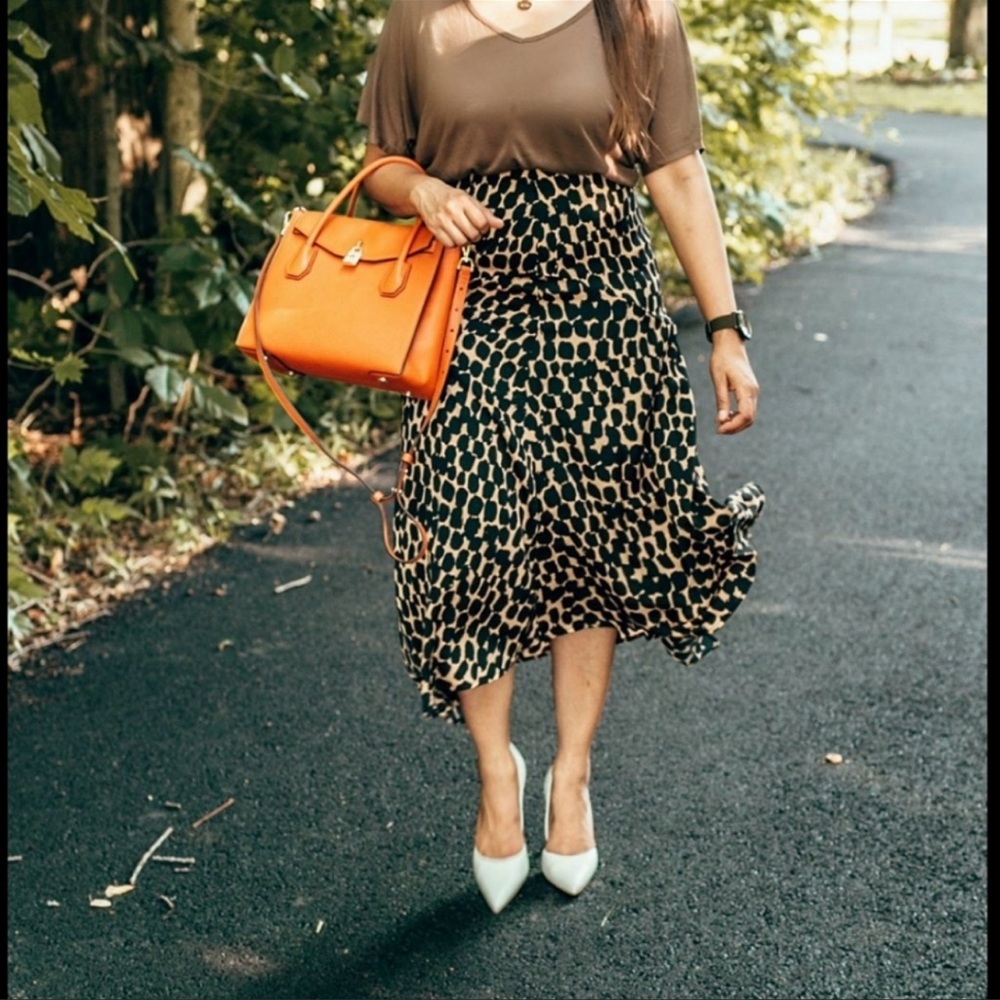 Who What Wear Animal Dot Print Asymmetrical Midi Skirt, Size 8